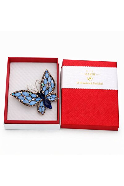 OEM Mărțișor Broșă Fluture Albastru cu Pietre Decorative, Design Elegant