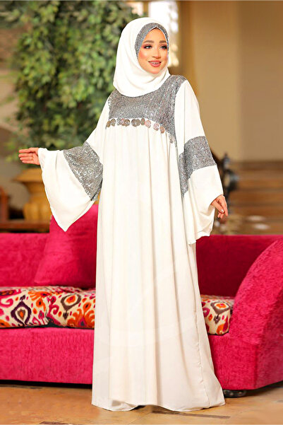 AsrymShop Lightweight white shiny Cotton viscose prayer robe