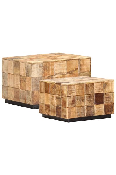 Concept Măsuțe de cafea, 2 buc., design bloc, lemn brut de mango