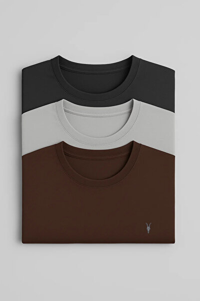 COMBİNE MİCHAİL Ανδρικό μπλουζάκι 3 τεμαχίων με λαιμόκοψη ποδηλάτου σε χαλαρή...