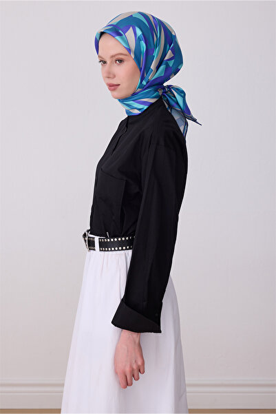 Belli Saks Multi-Colored Geometric Pattern 100% Twill Silk Scarf 4327-51