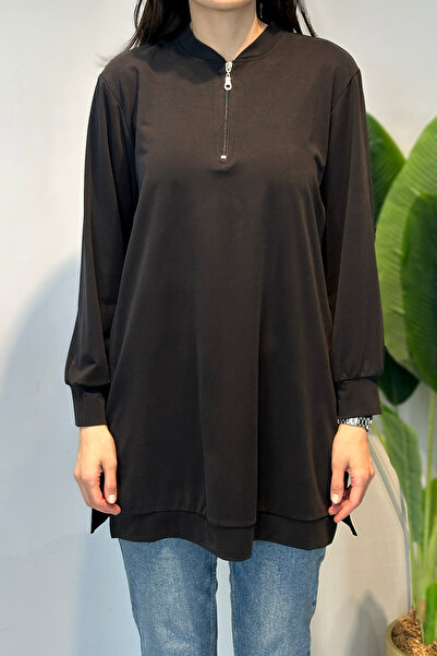 Lale Butik Cotton Basic Tunic 7474 Black