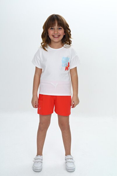 Toontoy Set 2 piese pentru fete: tricou cu imprimeu cu gâtul tip crew și pant...
