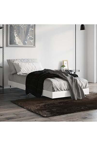 Concept Cadru de pat, alb lucios, 75x190 cm, lemn stratificat