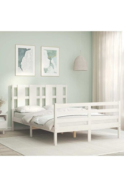 Concept Cadru de pat de 1,2 m cu tăblie, pentru două persoane mic, lemn masiv