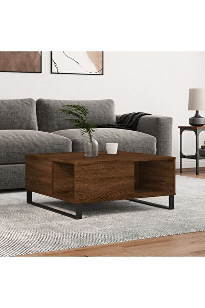 Concept Masă de cafea, stejar maro, 80x80x36,5 cm, lemn prelucrat