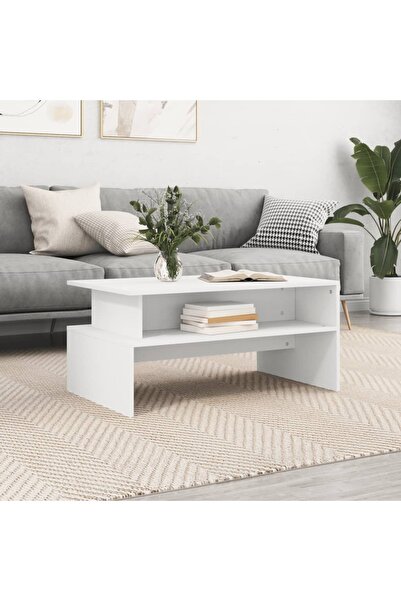 Concept Masă de cafea, albă, 90x55x42,5 cm, lemn prelucrat