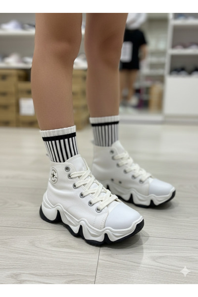 Mini Angel حذاء رياضي أبيض من الكتان