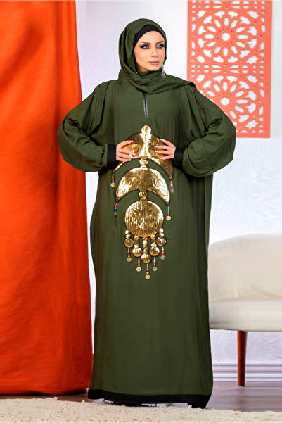 AsrymShop Lightweight Cotton viscose prayer robe, olive green