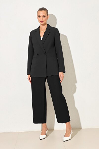 Setre Black Basic Jacket with Pocket and Button Detail