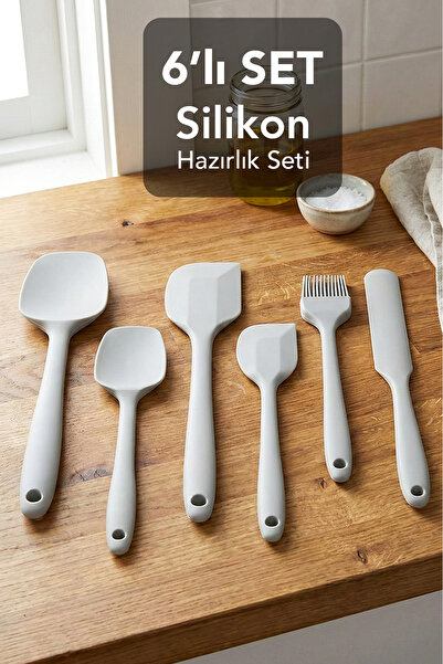 Meleni Home 6-Piece Spatula Set - Fireproof Non-Stick Heat Resistant Silicone...