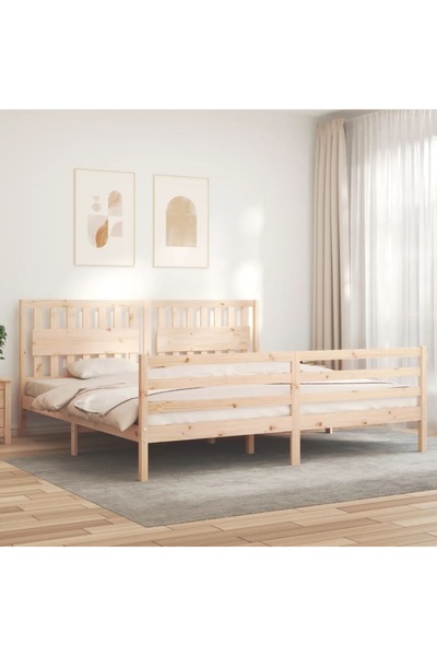 Concept Cadru de pat cu tăblie 200x200 cm, lemn masiv de pin