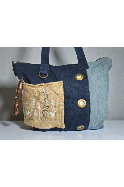 Old Cotton Denim Kumaş Bohem Omuz Çantası C