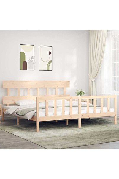 Concept Cadru de pat cu tăblie 200x200 cm, lemn masiv de pin