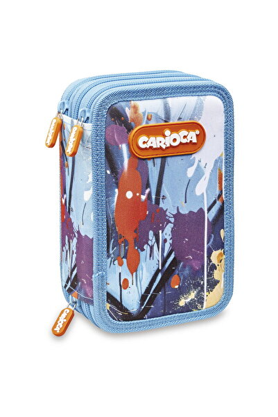 CARIOCA Equipped Pencil Case with 2 Compartments Spray, Blue
