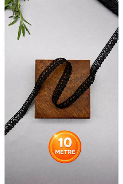 Ak Tuhafiye 10 Metre Siyah Pamuk Dantel-Kopanaki Şerit 10 Metre, 1.6 cm Geniş...