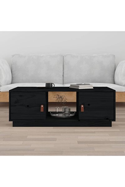 Concept Masă de cafea, neagră, 100x50x35 cm, lemn masiv de pin