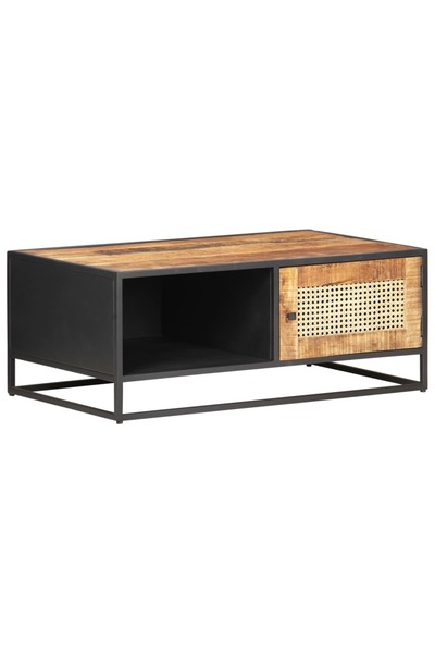 Concept Masă de cafea, 90x50x35 cm, lemn de mango nefinisat și stuf