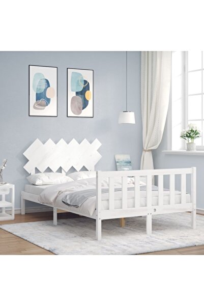 Concept Cadru de pat cu tăblie, alb, 120x200 cm, lemn masiv