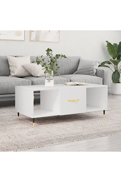 Concept Masă de cafea, albă, 102x50x40 cm, lemn compozit