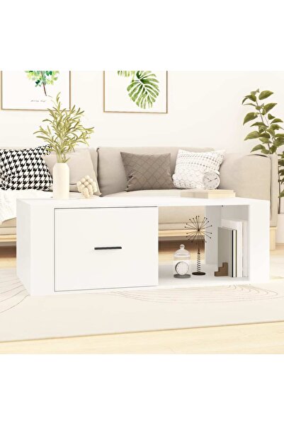 Concept Masă de cafea, albă, 100x50,5x35 cm, lemn compozit