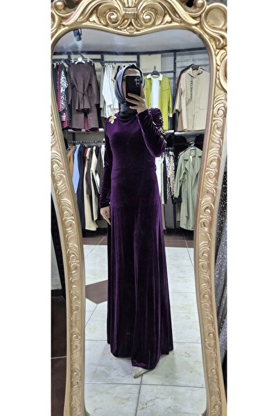 bonema Velvet Dress with Foil Sleeves