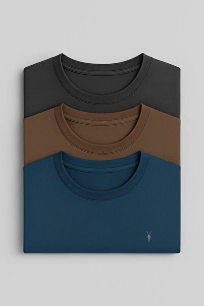 COMBİNE MİCHAİL Ανδρικό μπλουζάκι 3 τεμαχίων με λαιμόκοψη ποδηλάτου σε χαλαρή...