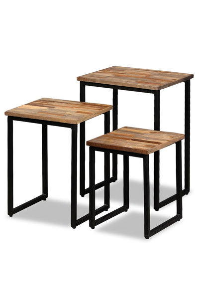 Concept Set de măsuțe de cafea suprapuse, format din 3 piese, lemn masiv de t...