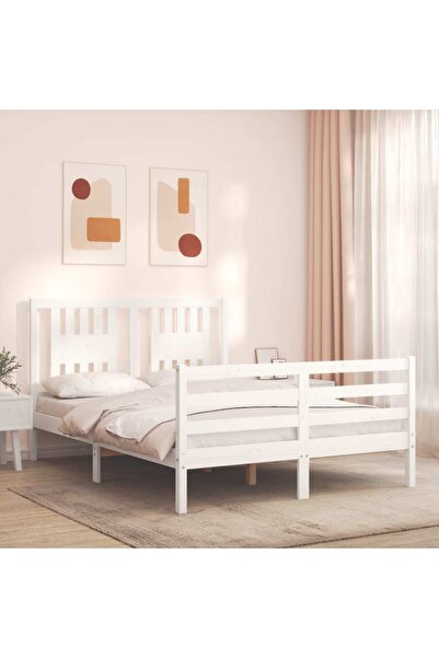 Concept Σκελετός κρεβατιού 4FT με κεφαλάρι, μικρό Διπλό, μασίφ ξύλο