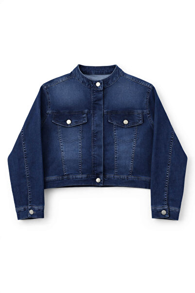 Bluewhite Women's Buttoned Lycra Casual Blue Jean Jacket