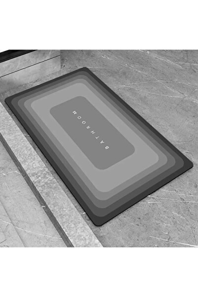 Layla Copper Kare Gri Sihirli Su Emici Banyo Paspası Kaymaz Tabanlı Abdest Pa...