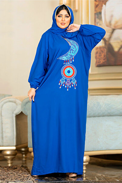 AsrymShop اسدال صلاة قطن فسكوز خفيف مطرز ازرق