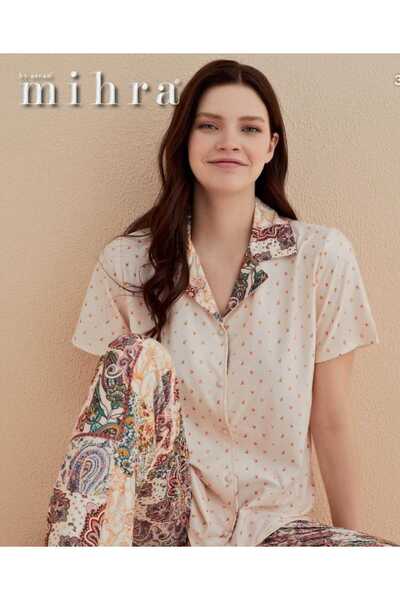 MAYDANOZSHOES Front Buttoned Short Sleeve Women's Pajama Set