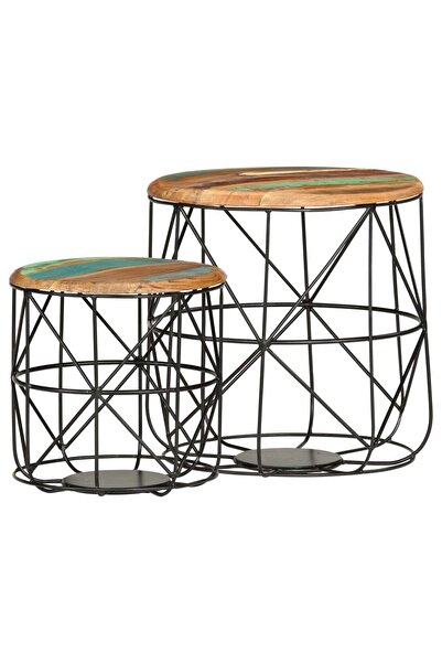 Concept Τραπεζάκια σαλονιού, 2 τεμ., από μασίφ ανακυκλωμένο ξύλο