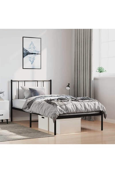 Concept Cadru de pat metalic cu tăblie, negru, 100x190 cm