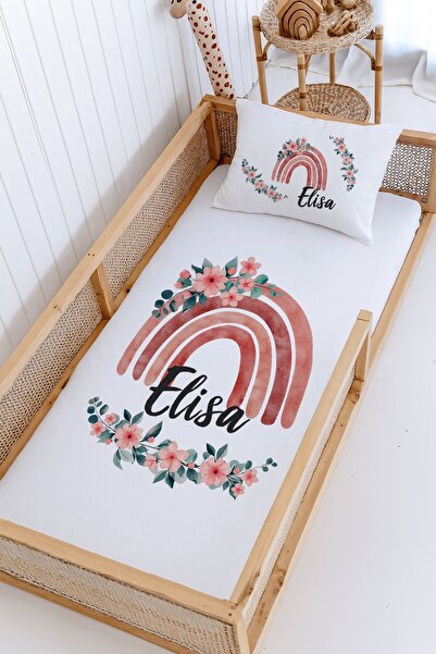 Lilabio %100 Pamuk İsme Özel Montessori Yatak Pike Seti 100x200 Çift Gökkuşağı