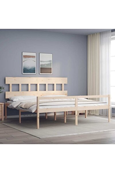 Concept Cadru de pat cu tăblie 200x200 cm, lemn masiv de pin