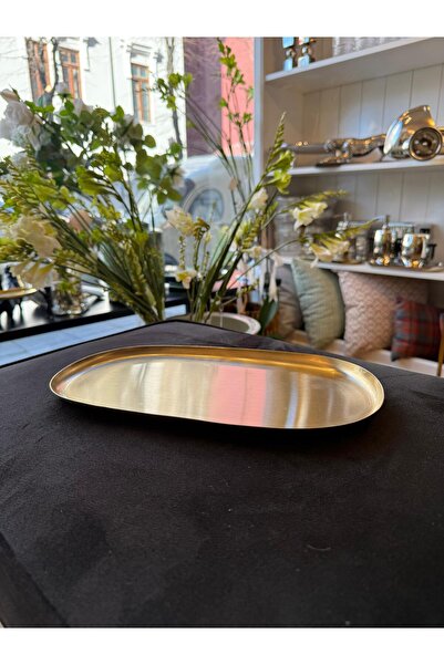 Dekordan House Pirinç Kaplama Oval Tepsi