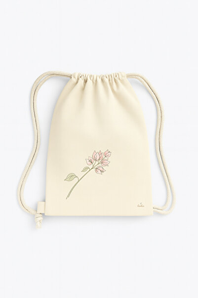 hodie collection Minimal Bougainvillea Printed Drawstring Raw Fabric Backpack...