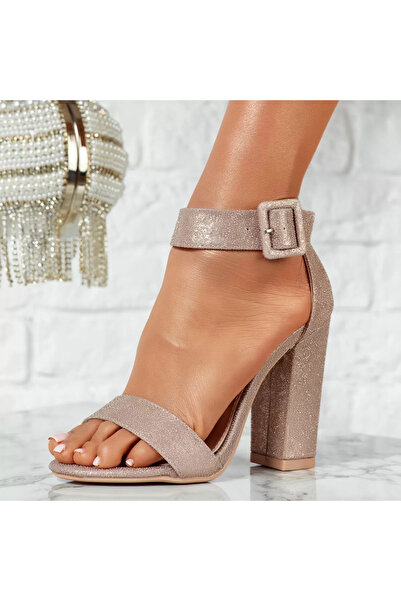 Zaira Sandale Dama cu Toc Alara Roz/Aurii #14182 - 39