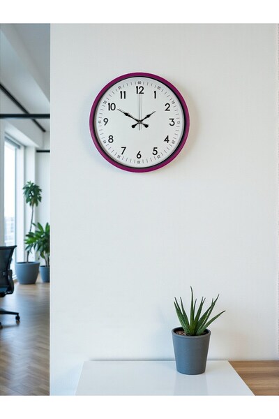 TakÇalıştır ساعة حائط مزخرفة باللون الوردي مقاس 36 سم