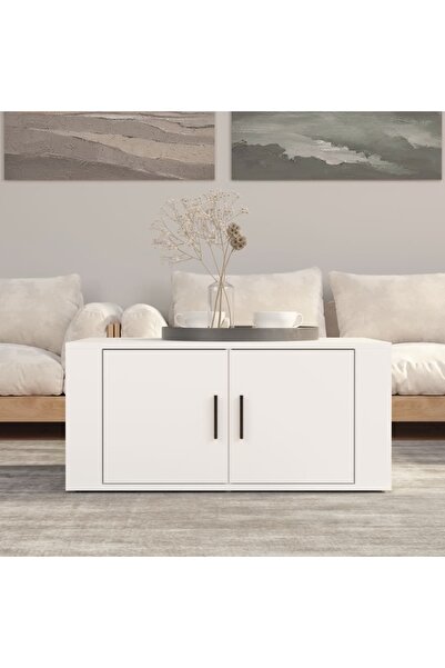 Concept Masă de cafea, albă, 80x50x36 cm, lemn compozit