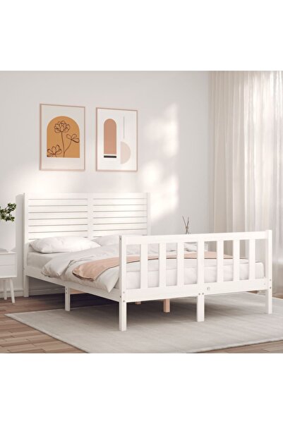 Concept Cadru de pat de 1,2 m cu tăblie, pentru două persoane mic, lemn masiv