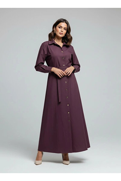 Masttoon Mürdüm İnce Denim Elbise