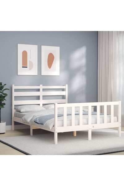 Concept Cadru de pat cu tăblie, alb, 120x200 cm, lemn masiv