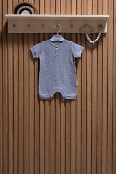 Tiffany Elephant Jacquard Theme Short Sleeve Jumpsuit 0-3/9-12 Months