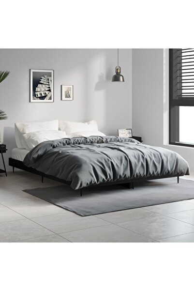 Concept Cadru de pat, negru, 135x190 cm, lemn prelucrat