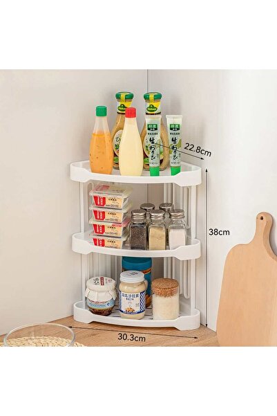 Thirty Three Design White plastic corner shelf, 3 shelves, 30.3x22.8x38 cm