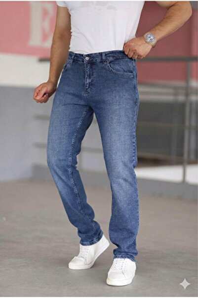 Eynel Men's Navy Blue Denim Trousers Regular Fit Lycra Comfortable Cut Flexib...