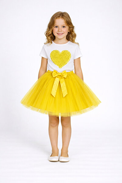 Nacar 23 Nisan 29 Ekim Gösteri Kıyafeti Kalp Detaylı Kız Çocuk Tütü Takım